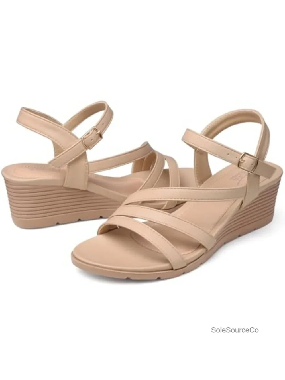 Women's Dressy Wedge Sandals with Arch Support and Ankle Strap - Comfortable